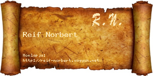 Reif Norbert névjegykártya